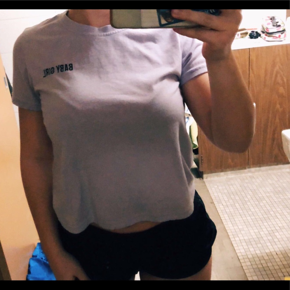 Purple baby girl short sleeve cropped shirt